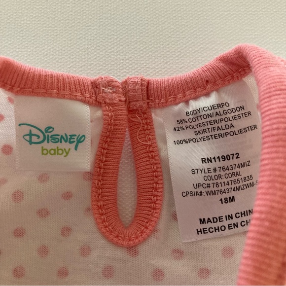 Disney Minnie Mouse 18 Months Baby Girl Pink Tulle Bodysuit Dress - Picture 5 of 8